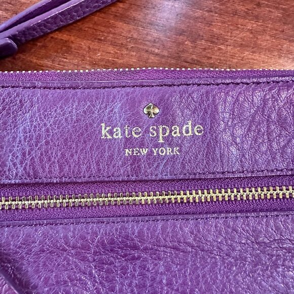 KATE SPADE Authentic Two Zipper Purple Wristlet Wallet Pouch Clutch - Picture 3 of 8